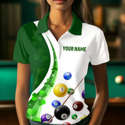 St Patrick Day Funny Ball Billiards Shirt Women Polo & 1/4 Zip Shirts Billiard Team NNT16
