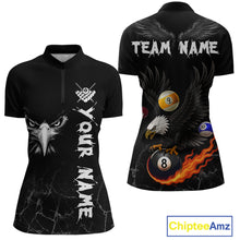 Load image into Gallery viewer, Custom Black Eagle 8 Ball Billiard Shirts for Women Billiard Team Jerseys Polo &amp; 1/4 Zip Shirts NNT52