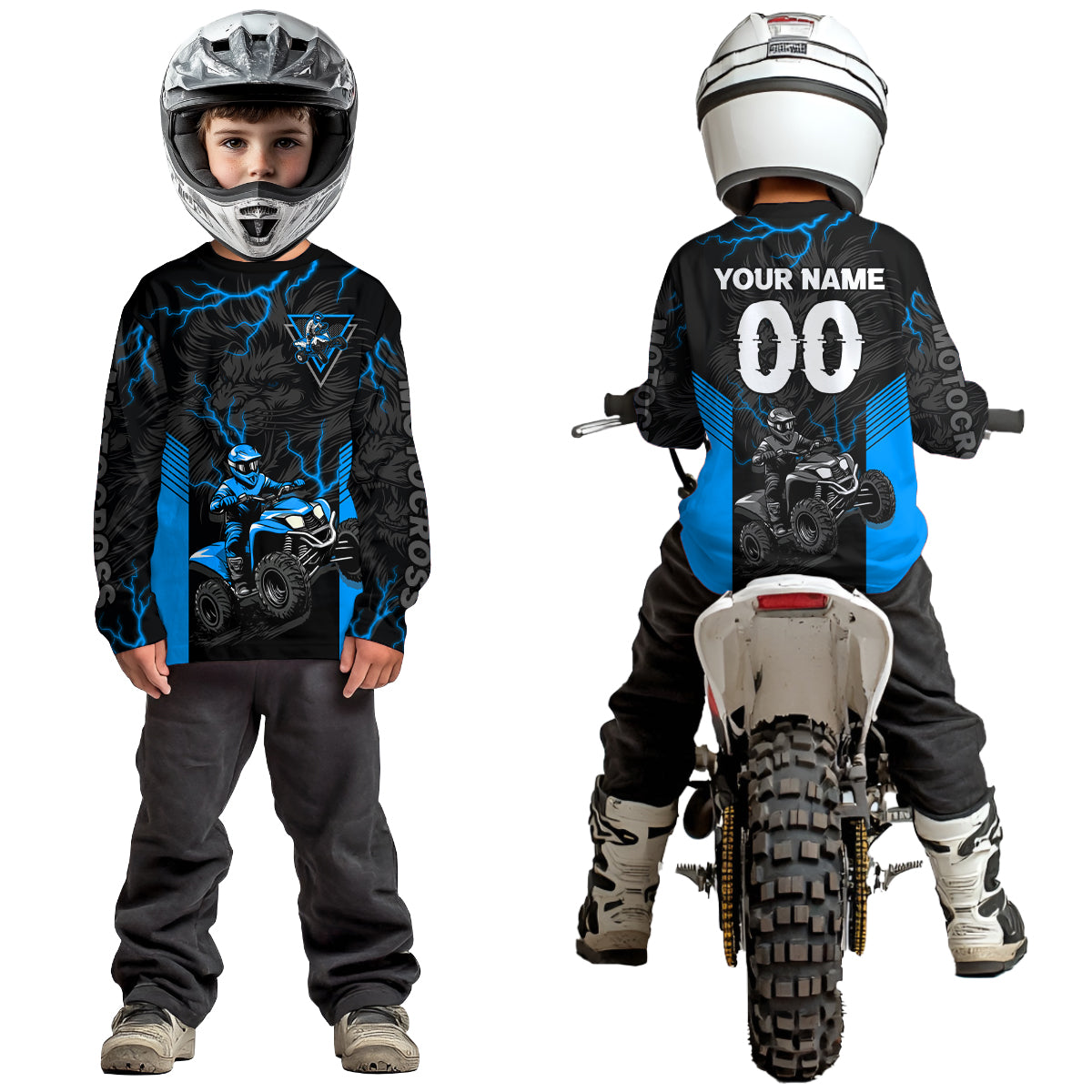 Custom Blue Lion ATV Motocross Jersey Racing Shirts Off-Road Jersey Kid Men Women UPF30+ DNT24