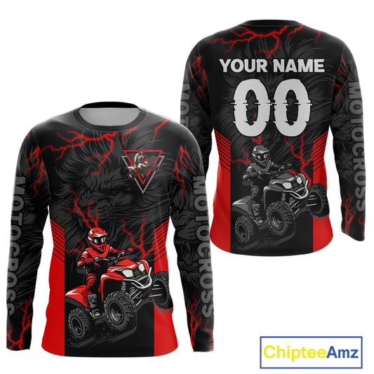 Custom Red Lion ATV Motocross Jersey Racing Shirts Off-Road Jersey Kid Men Women UPF30+ DNT24