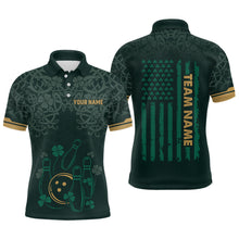 Load image into Gallery viewer, Custom Name St Patrick's Day US Flag Bowling Shirt Men Team Polo &amp; 1/4 Zip Shirts Bowling Team HNT14