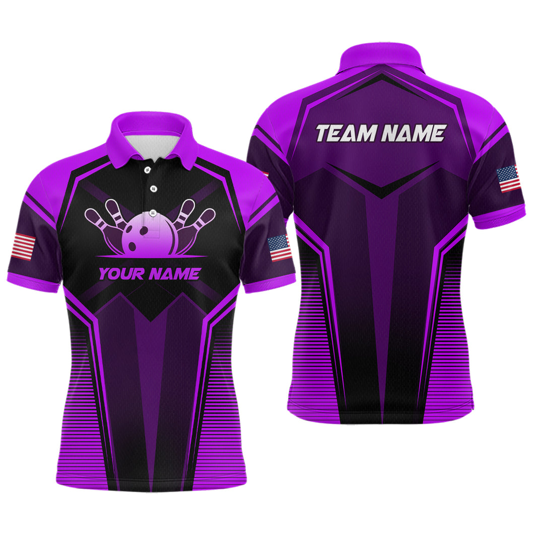 Custom Purple Bowling Jersey for Men Bowling Team Shirts Bowling Uniform Polo & 1/4 Zip HNT158