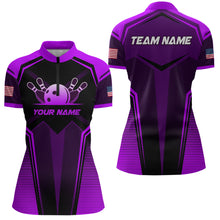 Load image into Gallery viewer, Custom Purple Bowling Jersey for Women Bowling Team Shirts Bowling Uniform Polo &amp; 1/4 Zip HNT158