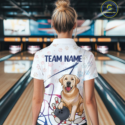 Custom Funny Dog Paw Bowling Women Polo & 1/4 Zip Shirts Bowling Team Jerseys HNT95