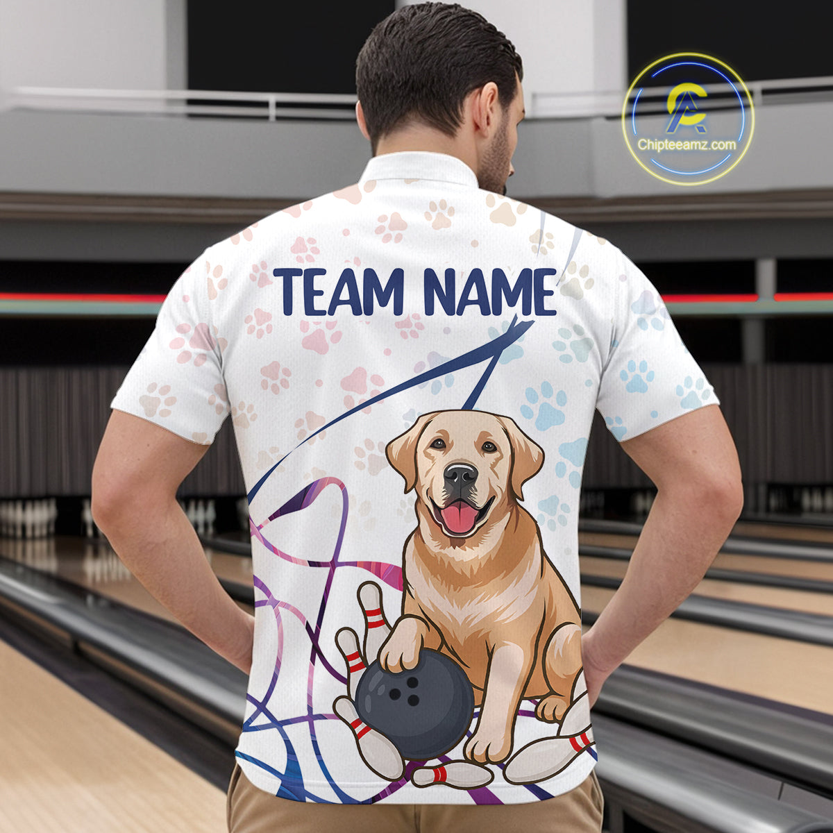 Custom Funny Dog Paw Bowling Men Polo & 1/4 Zip Shirts Bowling Team Jerseys HNT95