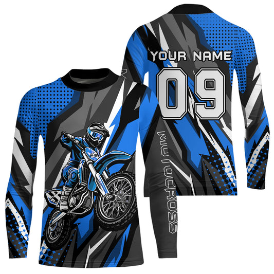 Custom Blue Motocross Racing Jersey Men Women Kid Upf30+ Dirt Bike Shirt Racing Jersey DNT83