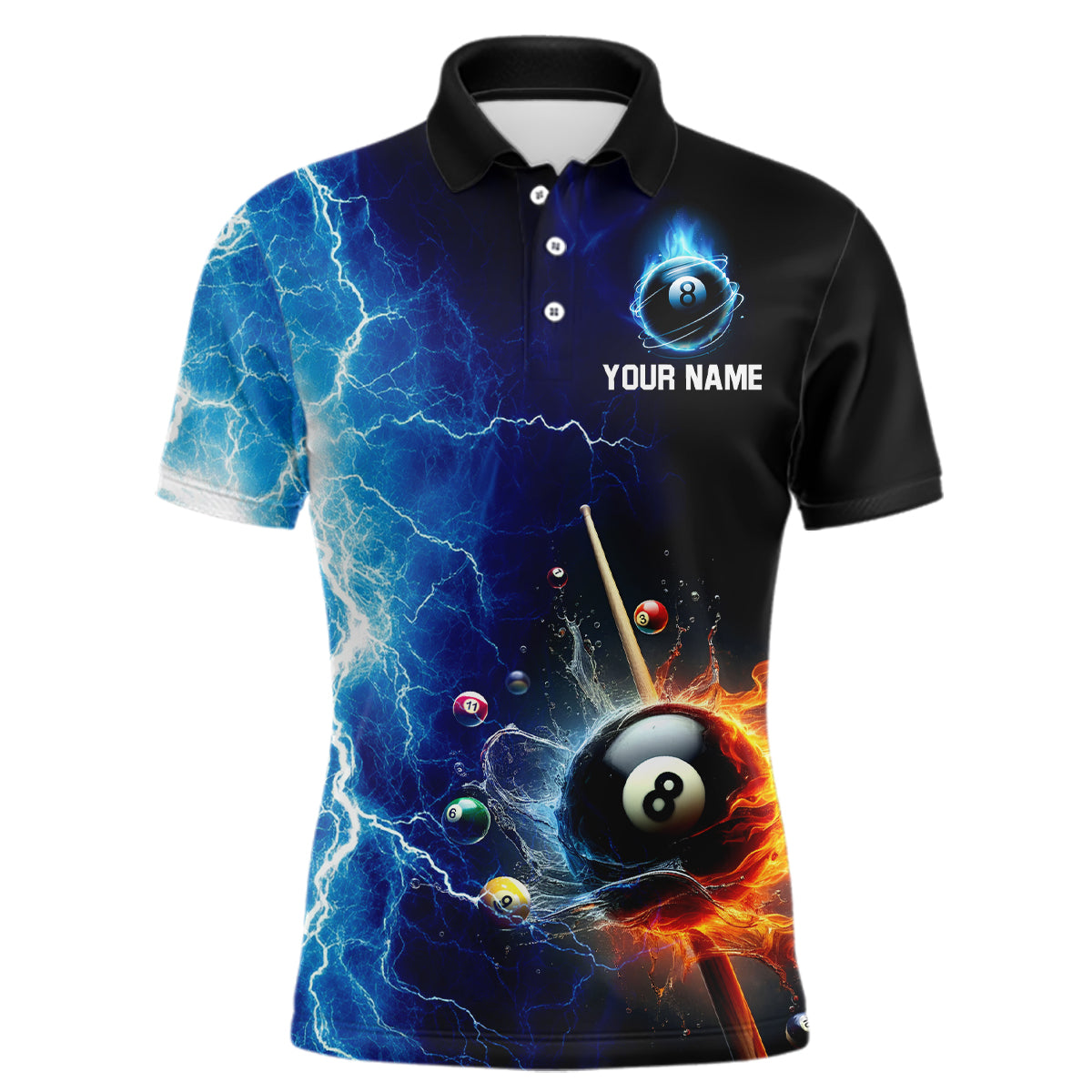 Custom Skull Thunder Billiard Shirts for Men Billiard Team Jerseys Polo & 1/4 Zip Shirts NNT44