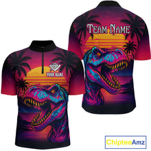 Load image into Gallery viewer, Custom Neon Dinosaur 8 Ball Billiard Shirt for Men Polo &amp; Quarter-Zip Billiard Team Jerseys NNT81