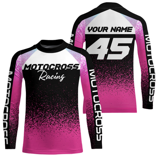 Custom Pink Motocross Shirts Kid Adult Motocross MX Off-Road Motocycle Shirt UPF30+ DNT63
