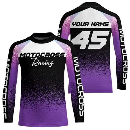 Custom Purple Motocross Shirts Kid Adult Motocross MX Off-Road Motocycle Shirt UPF30+ DNT63