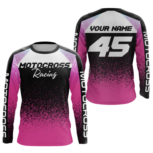 Custom Pink Motocross Shirts Kid Adult Motocross MX Off-Road Motocycle Shirt UPF30+ DNT63