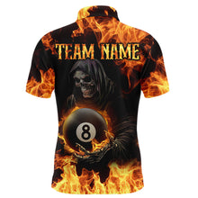 Load image into Gallery viewer, Flame Skeleton 8 Ball Billiard Shirts for Men Custom Billiard Team Shirts Polo &amp; 1/4 Zip NNT101