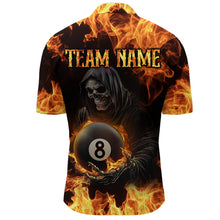 Load image into Gallery viewer, Flame Skeleton 8 Ball Billiard Shirts for Men Custom Billiard Team Shirts Polo &amp; 1/4 Zip NNT101