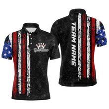 Load image into Gallery viewer, American Flag Bowling Custom Men Bowling Shirt Polo &amp; Quarter-Zip Bowling Team Jerseys HNT52