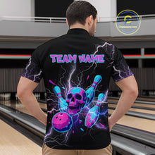 Load image into Gallery viewer, Custom Thunder Skull Flame Bowling Men Polo &amp; 1/4 Zip Shirts Bowling Team Jerseys HNT93