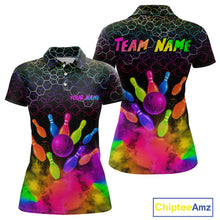 Load image into Gallery viewer, Colorful Bowling Custom Women Bowling Shirt Polo &amp; Quarter-Zip Bowling Team Jerseys HNT73