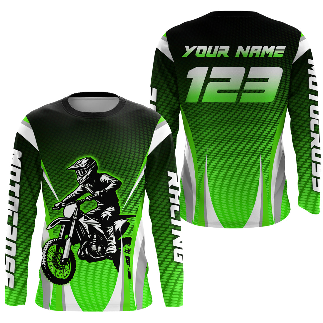 Green Youth Dirt Bike Jersey Custom Motocross Jersey Men Women Kid Upf30+ Off-Road Jersey DNT75