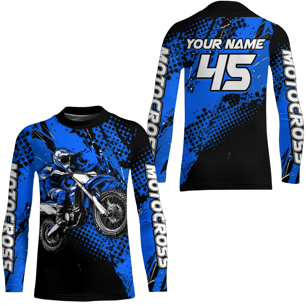 Blue Youth Motocross Shirts Custom Racing Dirt Bike Jersey Kid Men Women UPF30+ DNT18
