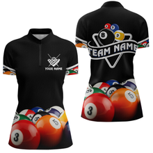 Load image into Gallery viewer, Custom Black 8 Ball Billiard Shirts for Women Billiard Team Shirts Billiard League Polo &amp; 1/4 Zip NNT75
