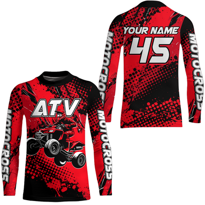 Custom Red ATV Motocross Racing Jersey Kid Adult Quad Bike Jersey Off-Road Shirt UPF30+ ATV Shirt DNT12