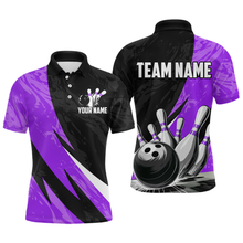 Load image into Gallery viewer, Custom Purple Bowling Custom Men Bowling Shirt Polo &amp; Quarter-Zip Bowling Team Jerseys HNT75