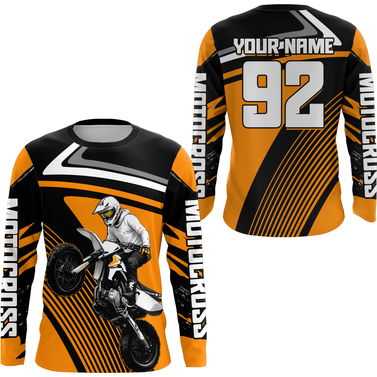 Custom Orange Youth Motocross Racing Jersey UPF30+ Motorcycle Shirt Dirt Bike Jersey Men Women DNT86