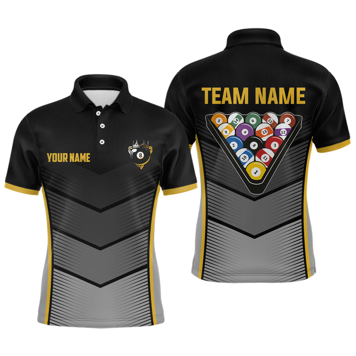 Billiard Shirt Crown 8 Ball Billiard Jersey Men Performance Billiard Shirt for Men Team Polo & 1/4 Zip NNT30