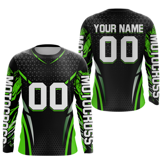 Green Dirt Bike Jersey Off-Road Shirt Custom Youth Motocross Jersey UPF30+ Kid Men Women DNT82