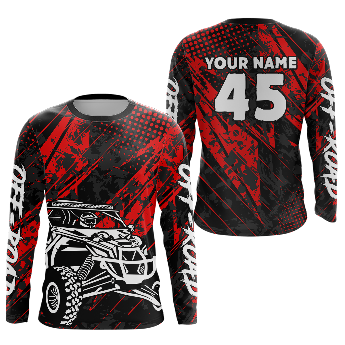 Custom Red UTV Off-Road Shirts UTV Motocross Racing Shirt Kid Men Women UPF30+ DNT26
