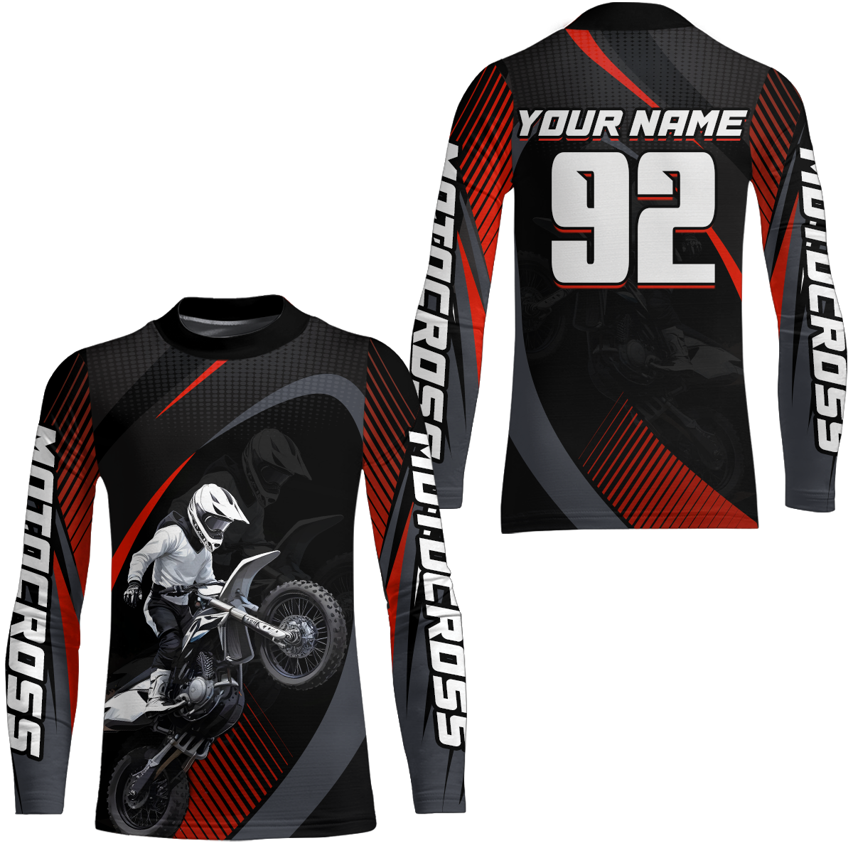 Custom Red Motocross Shirts Racing Jersey UPF30+ Dirt Bike Jersey Kid Men Women DNT07