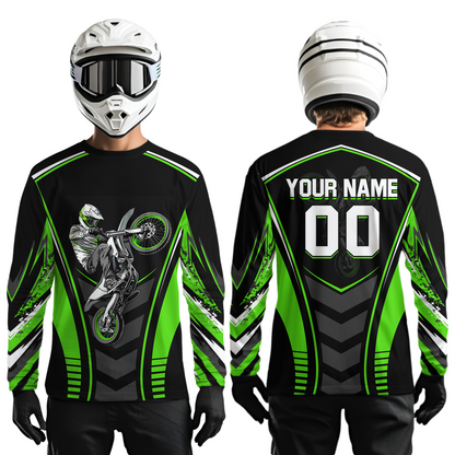 Green Youth Dirt Bike Jersey MX Off-Road Motocross Shirt Racing Shirt Kid Men Women DNT55