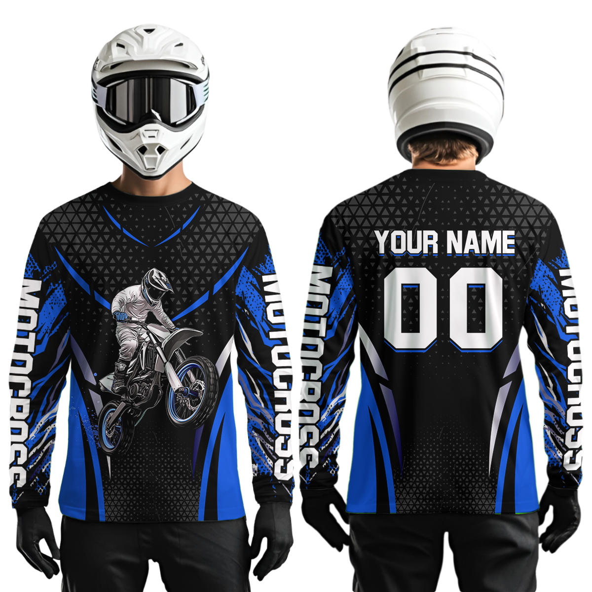 Blue Motocross Jersey UPF30+ Youth Motorcycle Shirt Dirt Bike Jersey Kid Men Women DNT53