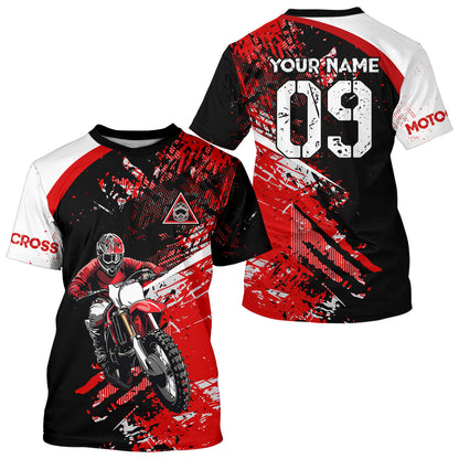 Adult&Kid Custom Motocross Jersey Red UPF30+ MX Racing Biker Off-road Dirt Bike Racewear| CTP31