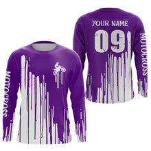 Load image into Gallery viewer, Adult&amp;Kid purple custom dirt bike jersey Motocross jersey upf30+ mens women Motocross Shirt| CTP06