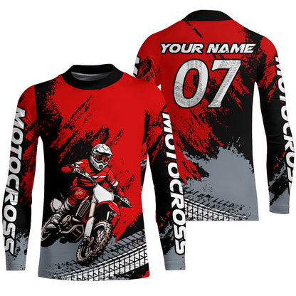 Custom Dirt Bike Jersey Red Motocross Jersey Upf30+ Mens Women Racing Shirt| CTP30