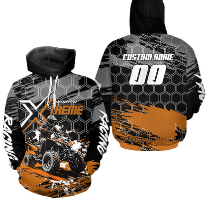 Orange Atv Racing Hoodie Custom Quad Bike Shirt Upf30+ Adult Youth Off-Road Atv Motocross Hoooded  NHN008