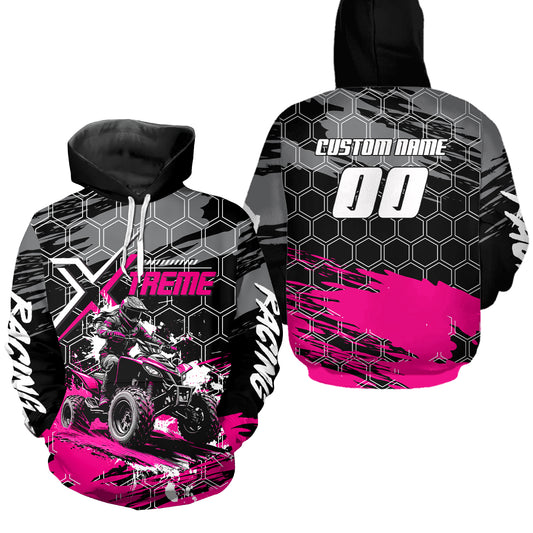Pink Girl ATV Racing Hoodie Personalized Quad Bike Shirt Upf30+ Adult Youth Off-Road Atv Motocross Hoooded NHN008