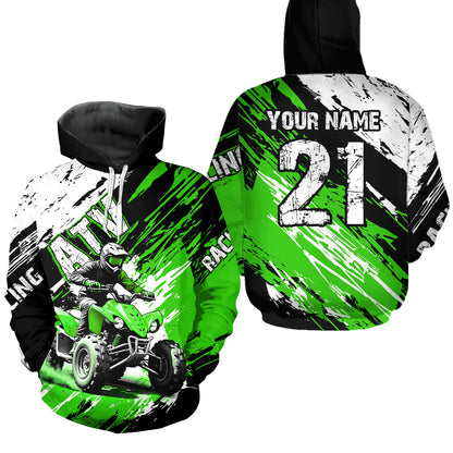 Green Atv Motocross Hoodie Custom Off-Road Quad Bike Hoodies For Men Women Kid Youth NHN006