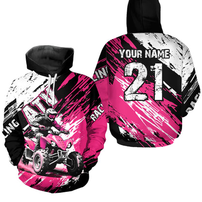 Pink Atv Motocross Hoodie Custom Off-Road Quad Bike Hoodies For Men Women Kid Youth NHN006