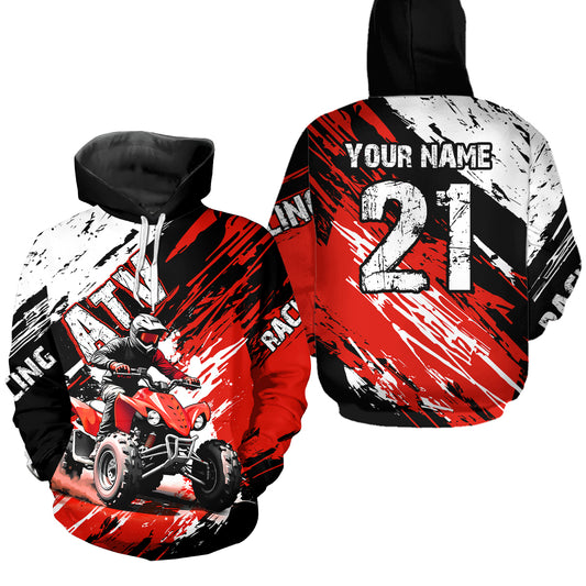 Red Atv Motocross Hoodie Custom Off-Road Quad Bike Hoodies For Men Women Kid Youth NHN006