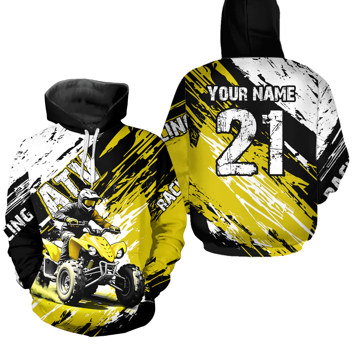 Yellow Atv Motocross Hoodie Custom Off-Road Quad Bike Hoodies For Men Women Kid Youth NHN006