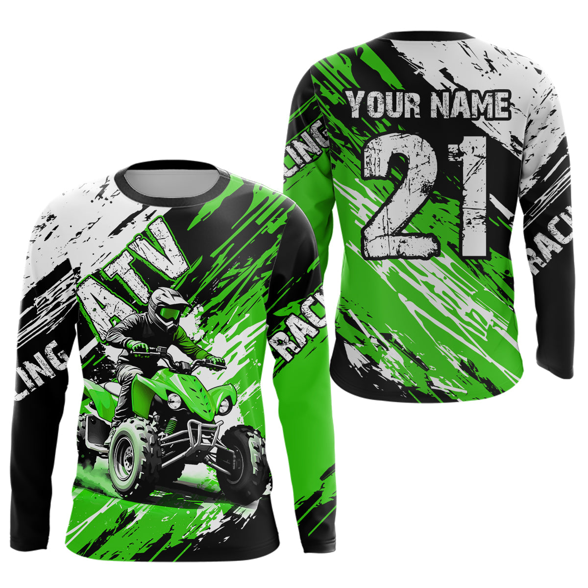 Green Atv Motocross Jersey Custom Off-Road Quad Bike Shirt For Men Women Kid Youth Mx Dirt Bike NHN006