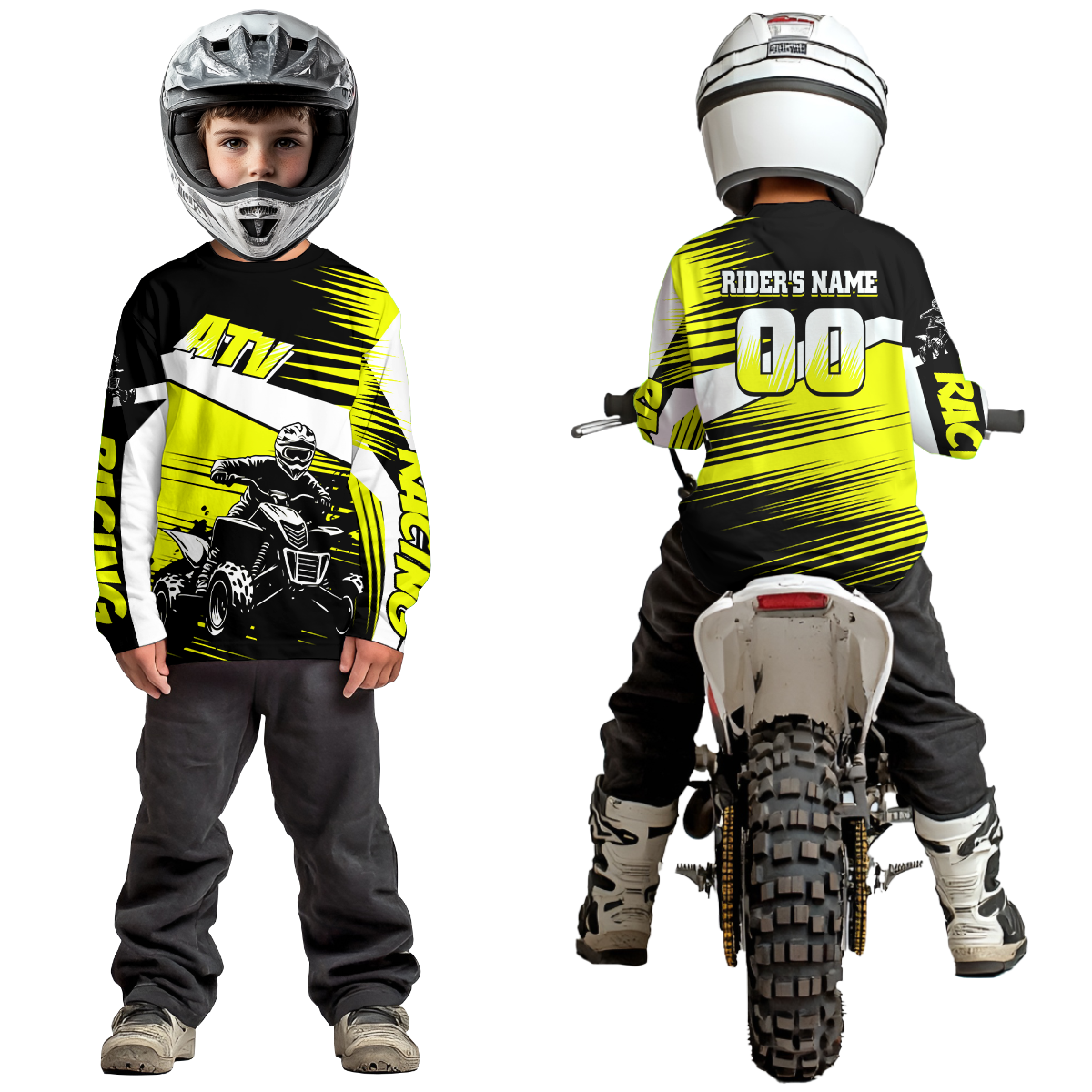 Custom Yellow ATV Motocross Jersey for Adult Kids Youth Quad Dirt Bike Racing Shirt For Men Women NHN001