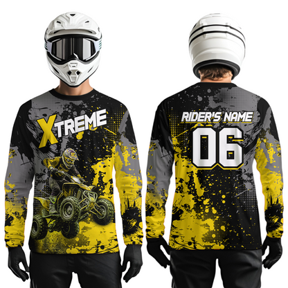 Custom Atv Motocross Shirt Yellow UPF30+ Extreme Quad Bike Off-Road Jersey Men Kid Mx Riding Shirts NHN010
