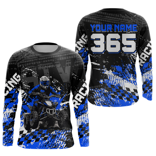 Custom Blue ATV Motocross Jersey Upf30+ Quad Bike Shirt Extreme Racing Adult Youth Off-Road Quad Shirt NHN009