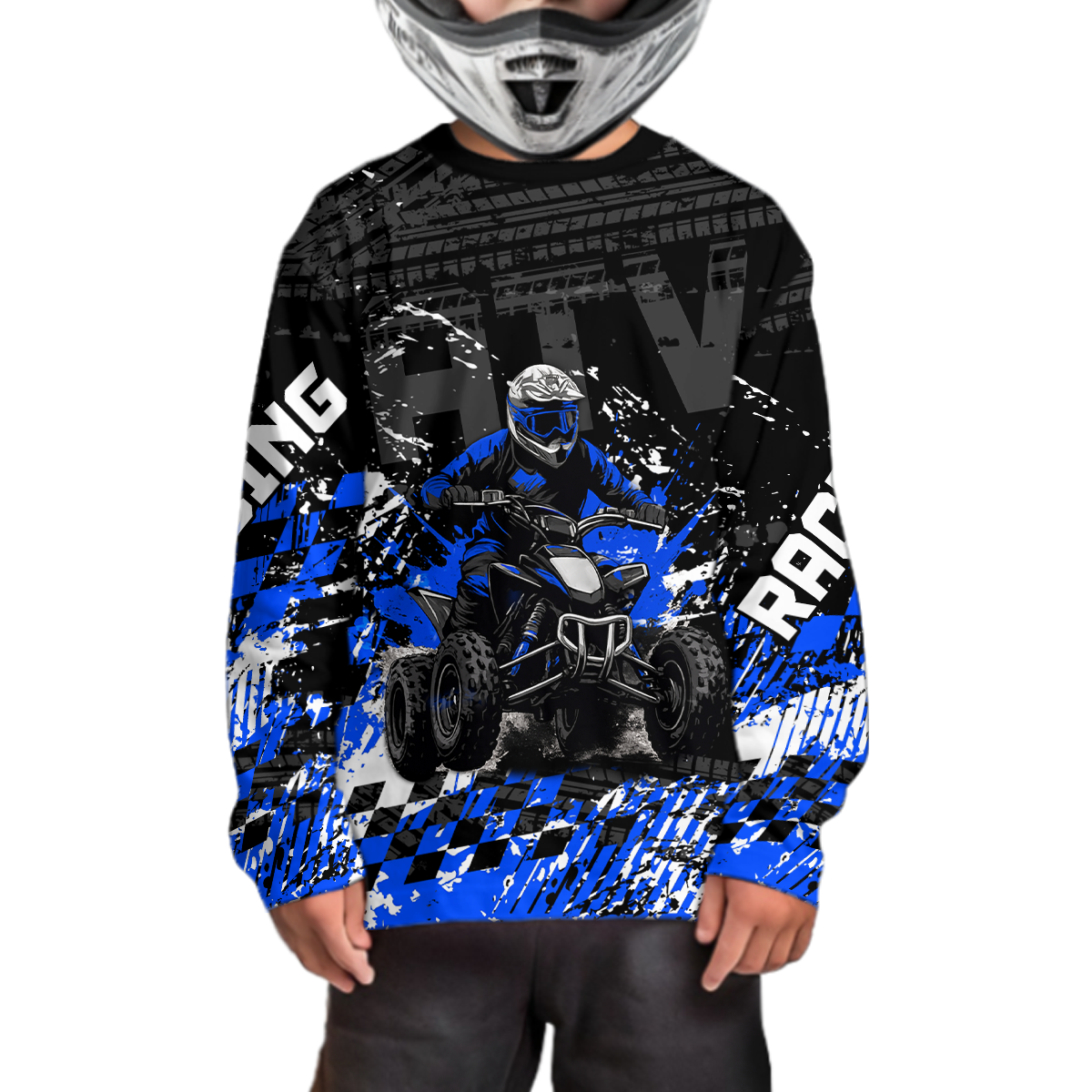 Custom Blue ATV Motocross Jersey Upf30+ Quad Bike Shirt Extreme Racing Adult Youth Off-Road Quad Shirt NHN009
