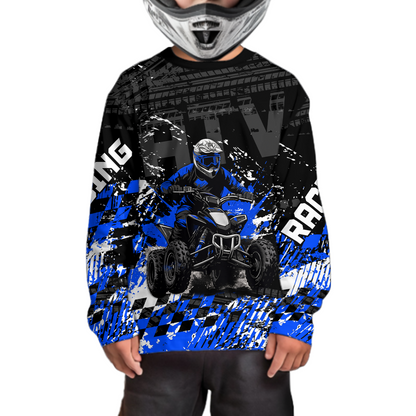 Custom Blue ATV Motocross Jersey Upf30+ Quad Bike Shirt Extreme Racing Adult Youth Off-Road Quad Shirt NHN009
