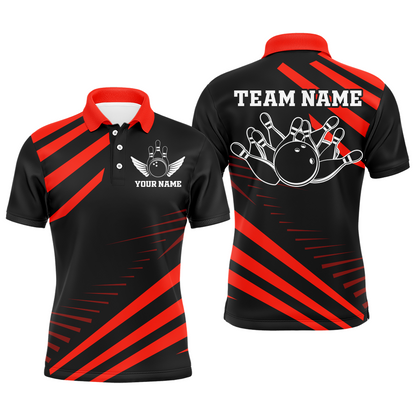 Red Bowling Jersey Men And Women Custom Bowling Team Shirts Unisex Bowling Polo Quarter-zip CP26