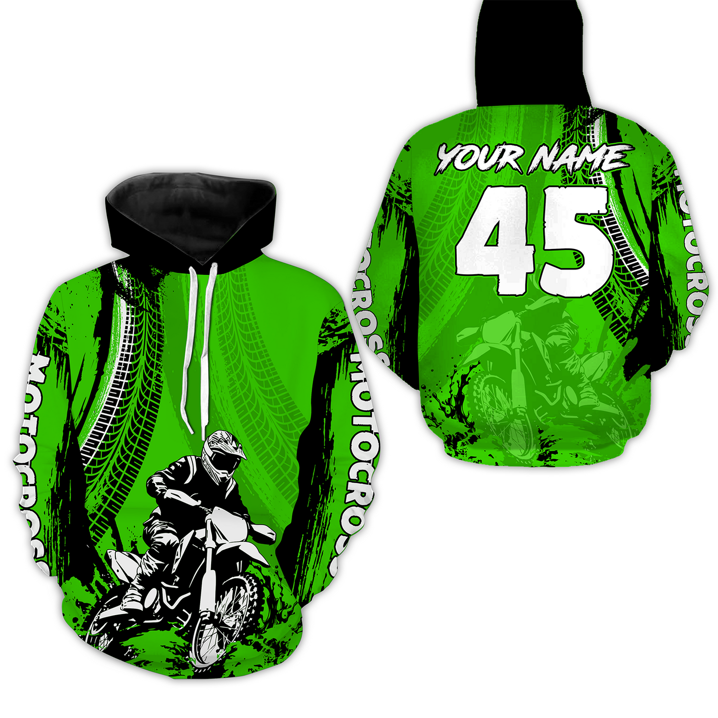 Adult&Kid Green Custom Motocross Jersey UPF30+ MX Racing Biker Off-road Dirt Bike Racewear| CTP65
