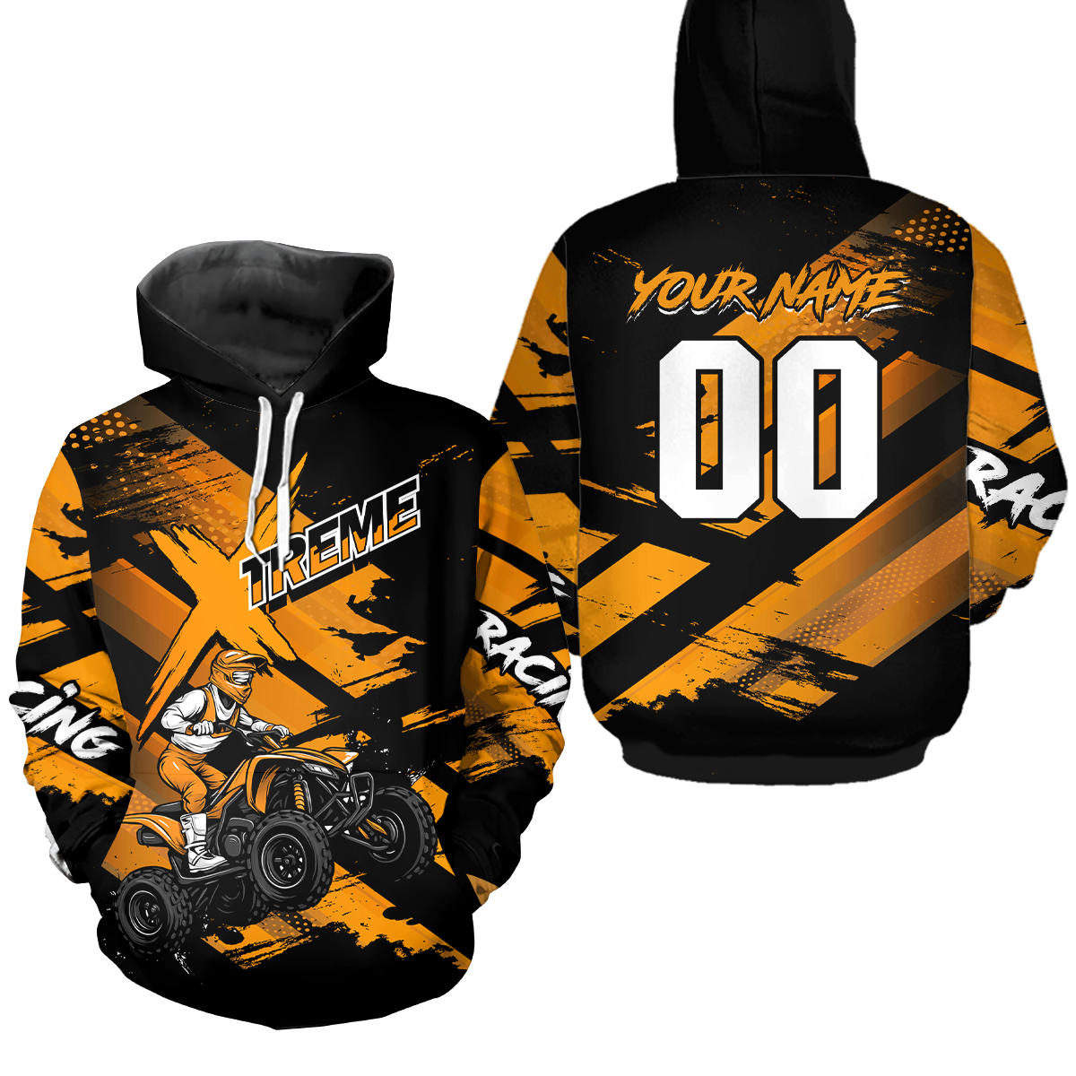 Personalized Atv Motocross Hoodie For Adult&Kid Upf30+ Orange Quad Bike Shirt Off-Road Atv Mx Racing NHN012